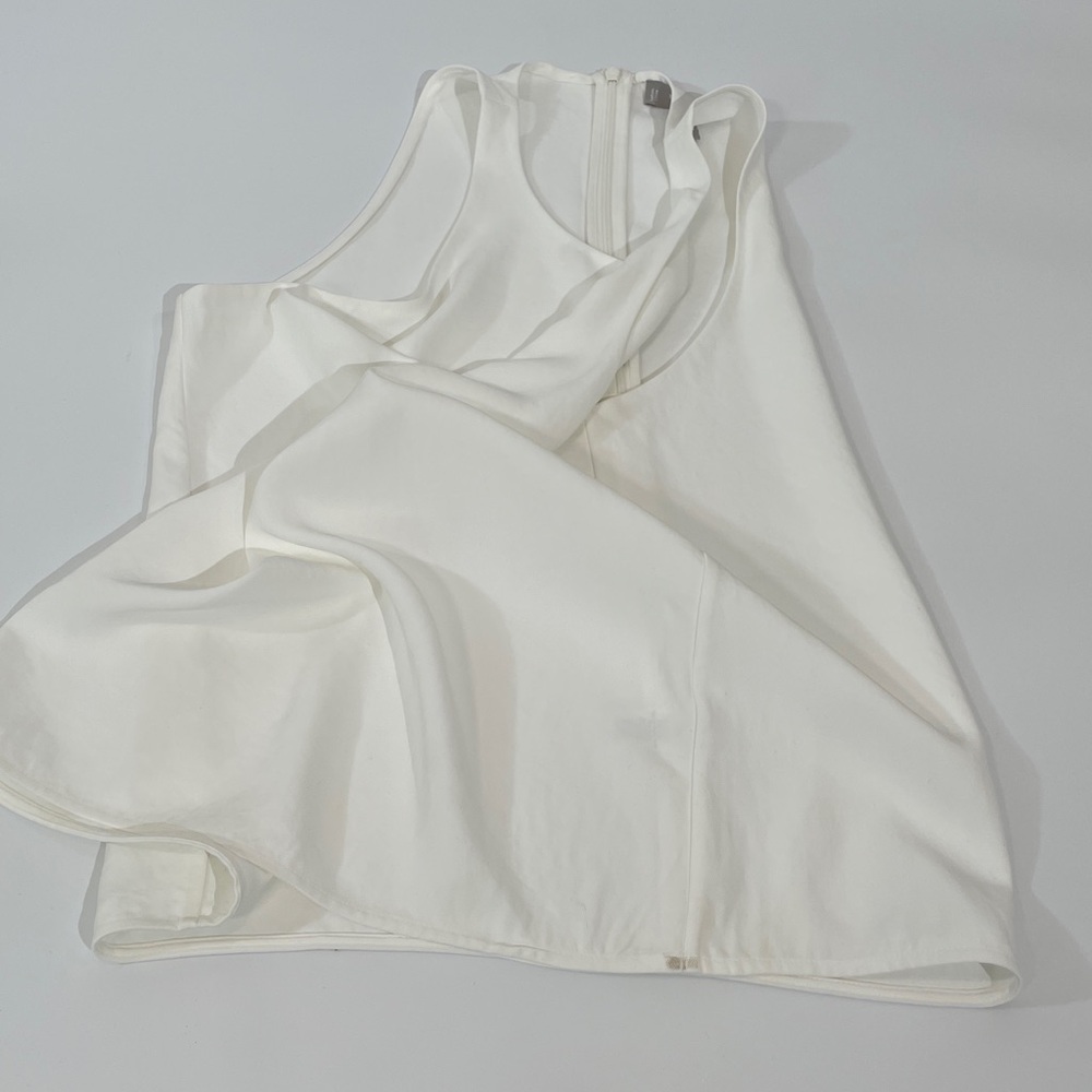 Everlane Tank Shell Top Size 12 Creamy White High Neck 100% Triacetate EUC - Picture 7 of 7